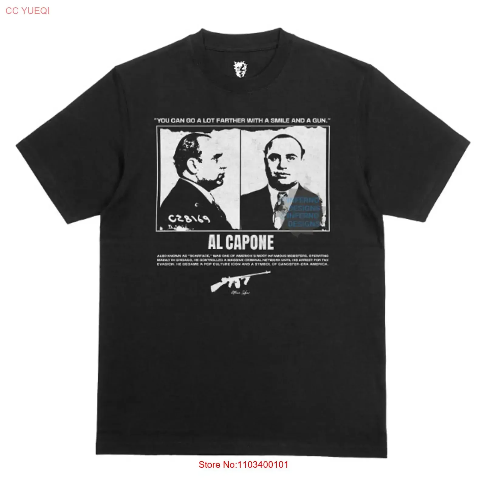 Фото Футболка MugshoT Al Capone Mob Mobster Mafia Y2K Streetwear, винтажная, унисекс, повседневная, слегка эластичная, в стиле стритвир №1