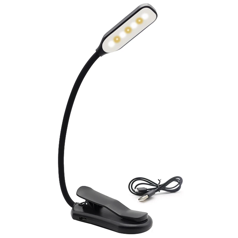 

New Rechargeable Book Light Mini 7 LED Reading Light 3-Level Warm Cool White Flexible Easy Clip Lamp Read Night Reading Lamp