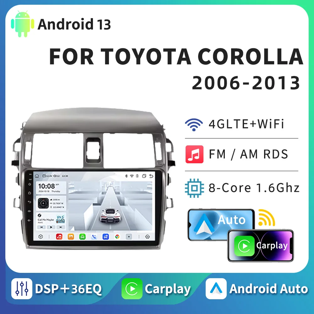 HTZM Carplay Android для Toyota Corolla 2006 2007 2008 2009 2010 2011 2012 2013 автомобильный радиоприемник с GPS