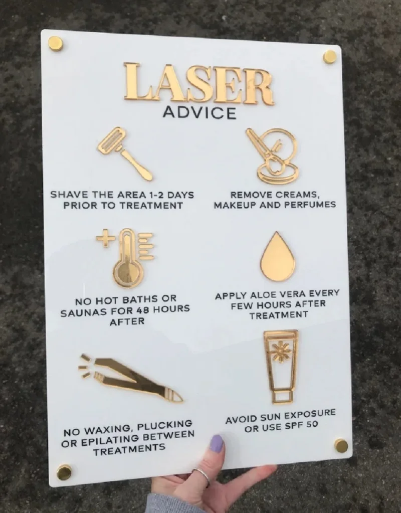 Лазерный знак для удаления волос акриловый настенный A3 Настенный декор салона