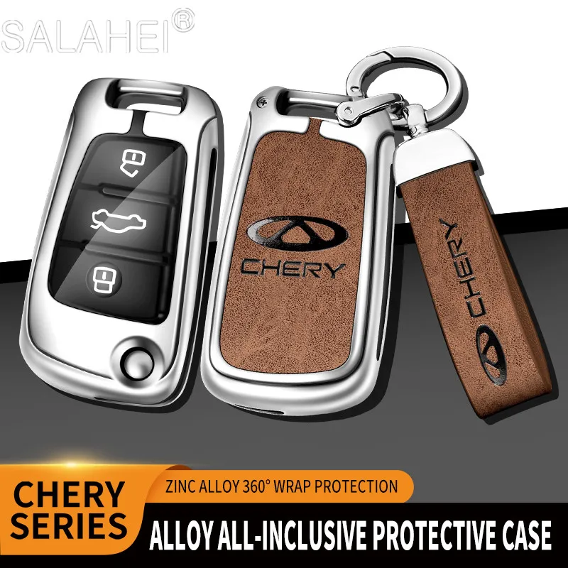 

Zinc Alloy Car Flip Key Case Cover Shell For Chery Tiggo 2 3X E5 Cowin 5 3 AMULET Eastar Arrizo M7 Fulwin 2 Keychain Accessories