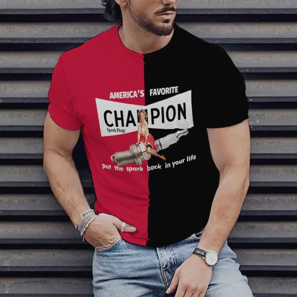 Футболка мужская с коротким рукавом винтажная уличная одежда принтом