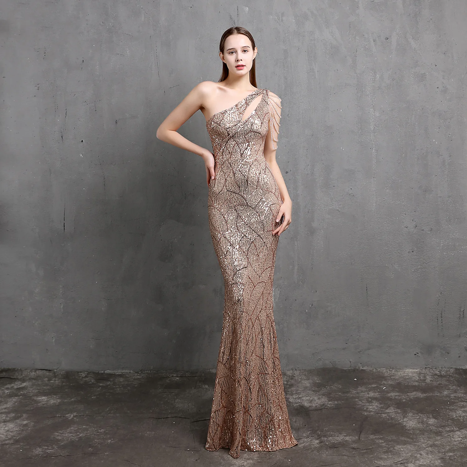 

Temperament socialite party party evening dress sexy dress female dust dream long show thin toast the bride