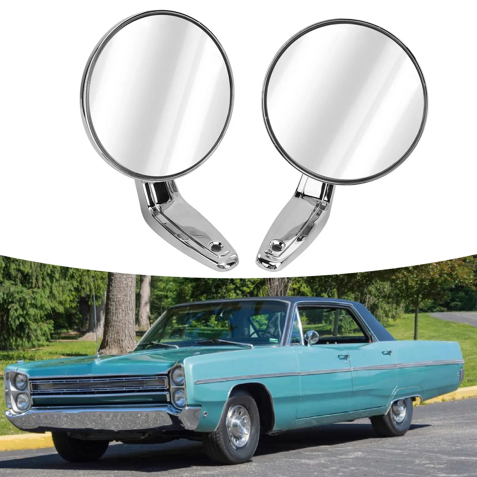 

Боковые зеркала двери автомобиля, ручное складное серебряное цинковое сплав, хромирование 2802834 для Belvedere Fury III, наружное зеркало заднего вида