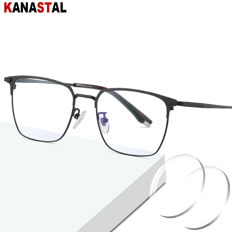 

Men Blue Light Blocking Reading Glasses Pure Titanium Business Square Frame Myopia Presbyopia Prescription Lens Optics Eyewear
