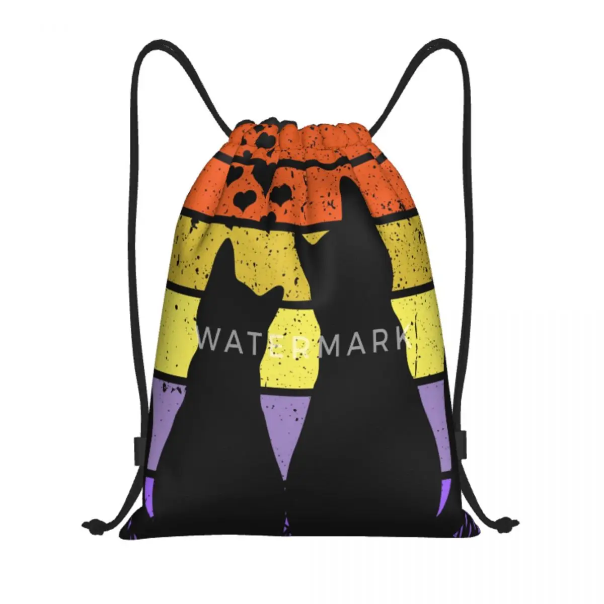 

Сумки на шнурке в стиле ретро с изображением кота, рюкзак с регулируемыми лямками и сумкой на шнурке, универсальный рюкзак унисекс