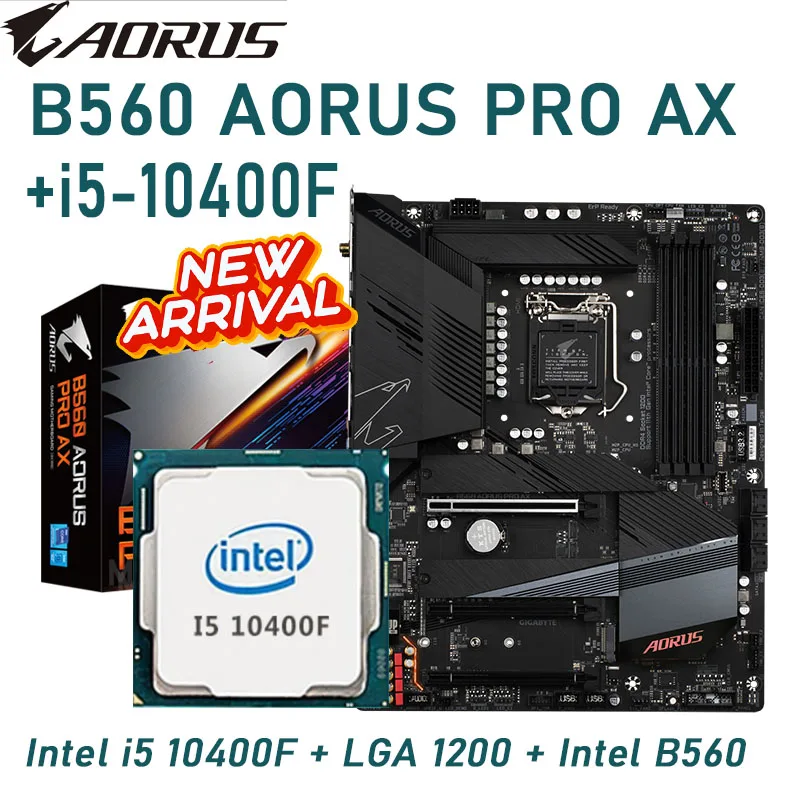 

Материнская плата LGA 1200 Gigabyte B560 AORUS PRO AX с i5 10400F Combo 128 ГБ DDR4 PCI-E4.0 M.2 процессор Intel CPU B560 игровая материнская плата Новинка