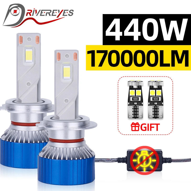 

Лампа H11 H7 светодиодный Canbus 170000LM H4 H8 H1 9005 HB3 9006 HB4 9012 HIR2 H9 H16, 440 Вт, 5570 CSP чип, автомобильные турболампы
