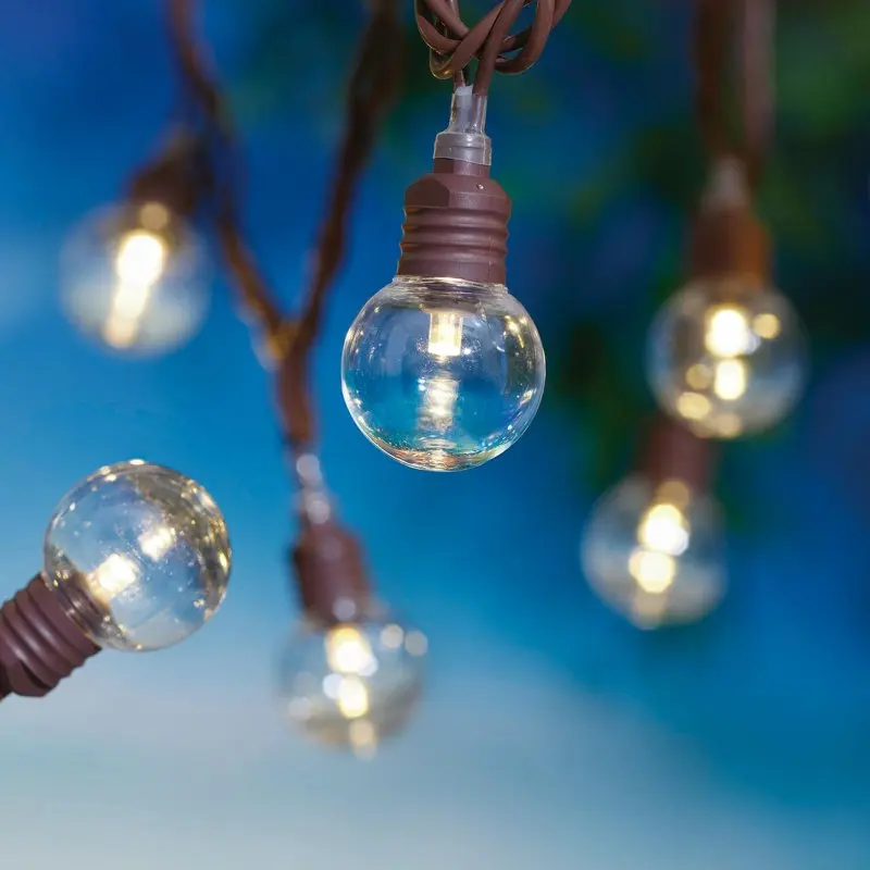 

, Water Resistant and Shockproof, 27 Ft 27 Ft LED Waterproof Plastic Globe Outdoor String Lights with Shockproof Brown Wire - Ad