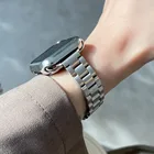 Ремешок из нержавеющей стали для Apple Watch Band 38 мм 40 мм 42 мм 44 мм, металлический браслет для iWatch 1 2 3 4 5 6 7 SE, аксессуары