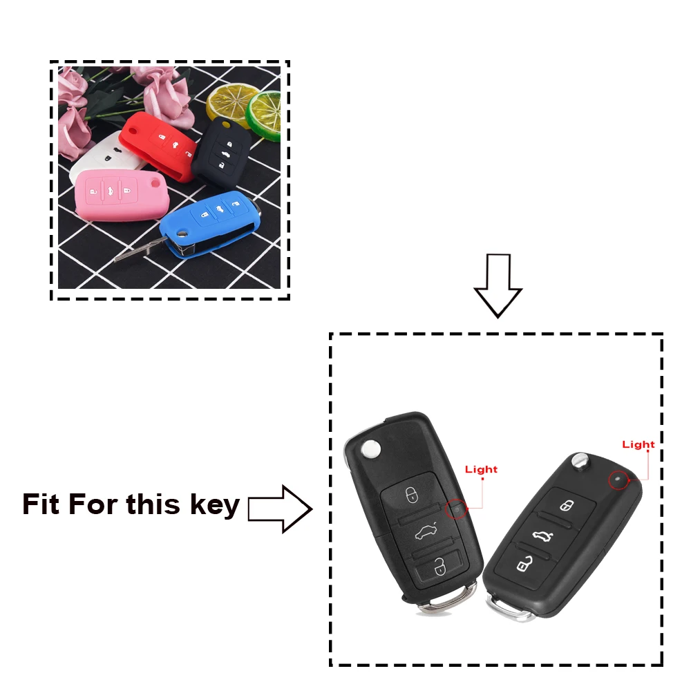 Чехол для ключа KEYYOU на 2/3 кнопки для автомобилей VOLKSWAGEN VW Jetta Beetle Passat Golf Rabbit MK4 MK5 R32 из силикона.