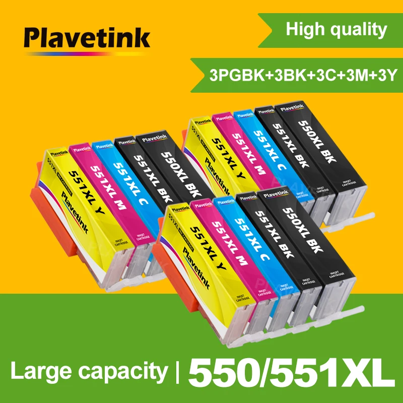 

Чернильный картридж Plavetink 15PK PGI 550 CLI 551 для принтера, совместимый с принтером Canon Pixma IP7250 MG5450 MG6450 MG5650 MG6650