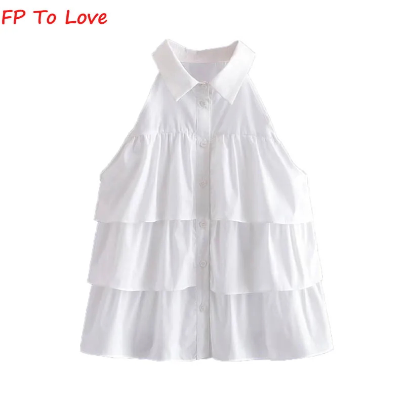 

Летняя французская белая многослойная Детская рубашка FP TO LOVE 2022, свободный шикарный топ, однобортная Детская рубашка