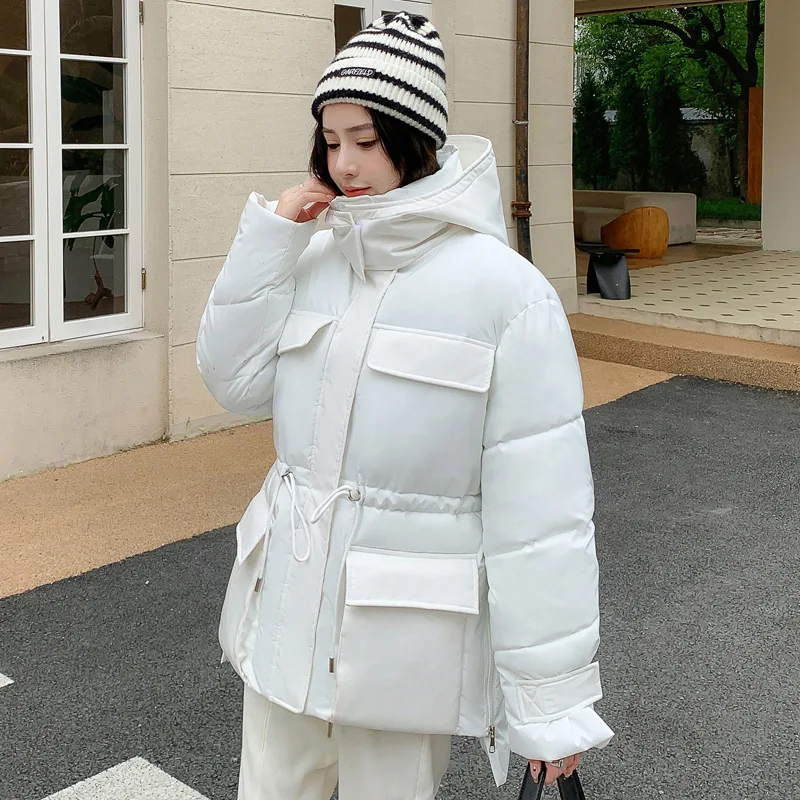 GRELLER 2022 Casual Loose Hooded Parkas Winter Jacket Women Fashion Solid Thick Winter Coat Women Elegant Cotton Padded Clothes