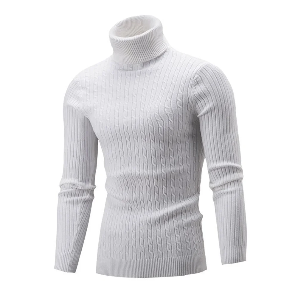 

Autumn And Winter Turtleneck Warm Fashion Solid Color sweater Men's Sweater Slim Pullover men's Knitted sweater Bottoming Shirt