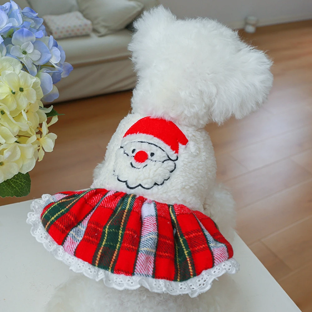 

Dog Christmas Dress Pet Costume Skirt Soft for Christmas DO NOT Fit Any Medium Or Large Dog Breeds Warm Comfortable