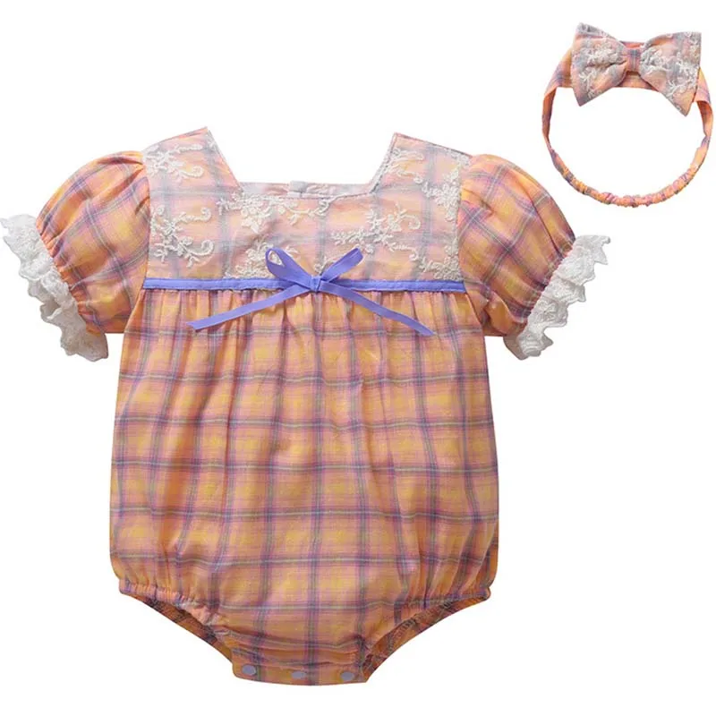 

Baby Girl Clothes Baby Romper Cute Cotton Lace Princess Baby Girls Jumpsuit + Headband 2PCS Outfit Toddler Kids Clothing Summer