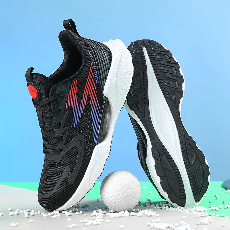 Fluorescent carbon plate sports couple shoes ultra-light cushioned shock running shoes popcorn outsole