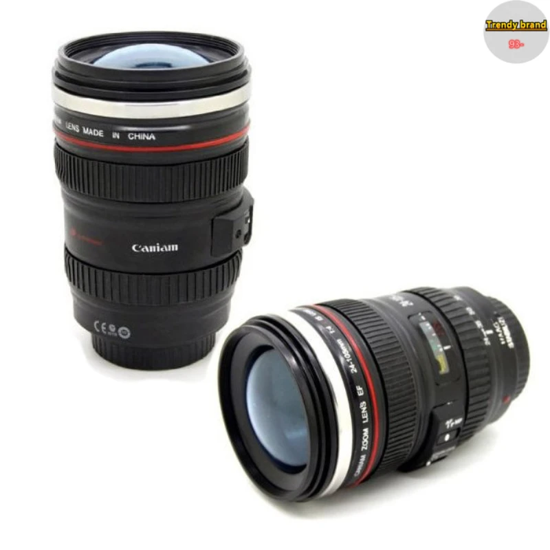 Realme 400ML Creative Camera Lens Mug Plastic Coffee Tea Cup with Lid Thermo Cup Mug Stainless Steel Liner Vacuum Flasks Gifts