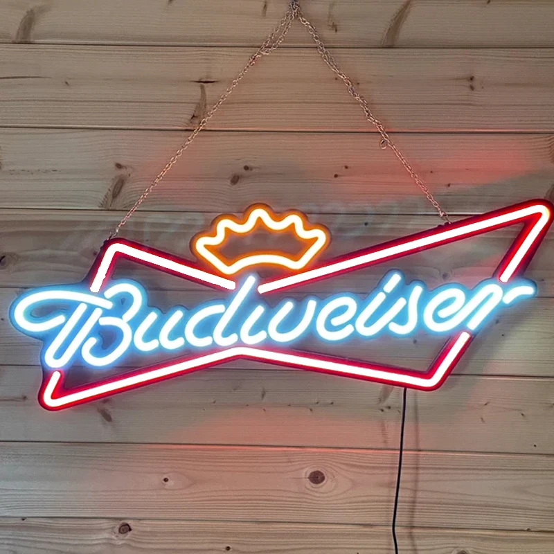 

Wholesale Custom Led Neon Budweser Beer Neon Sign Light Bar Club Party Background Lighted Sign Shop Hanging Decorative Signs