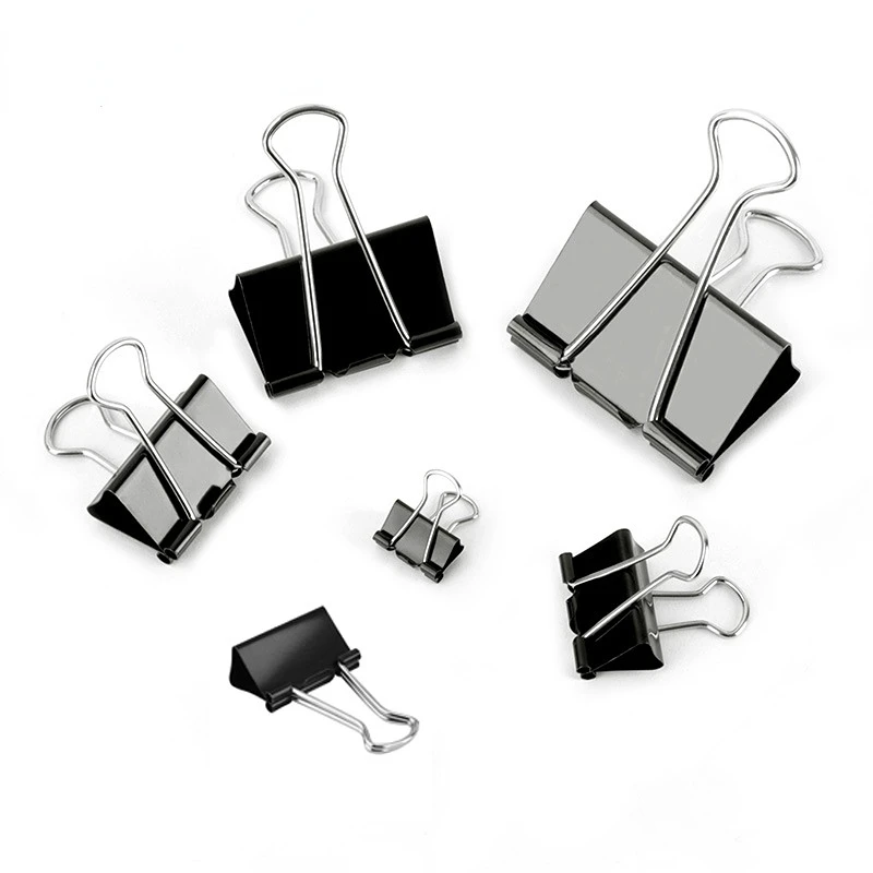 

5pcs Office Organization Grip Clamps Metal Office School Stationery Binder Clips Black Foldback Clips Office Desks Accessory