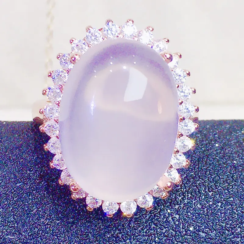 Женское кольцо из настоящего розового кварца серебряное с драгоценным камнем 11