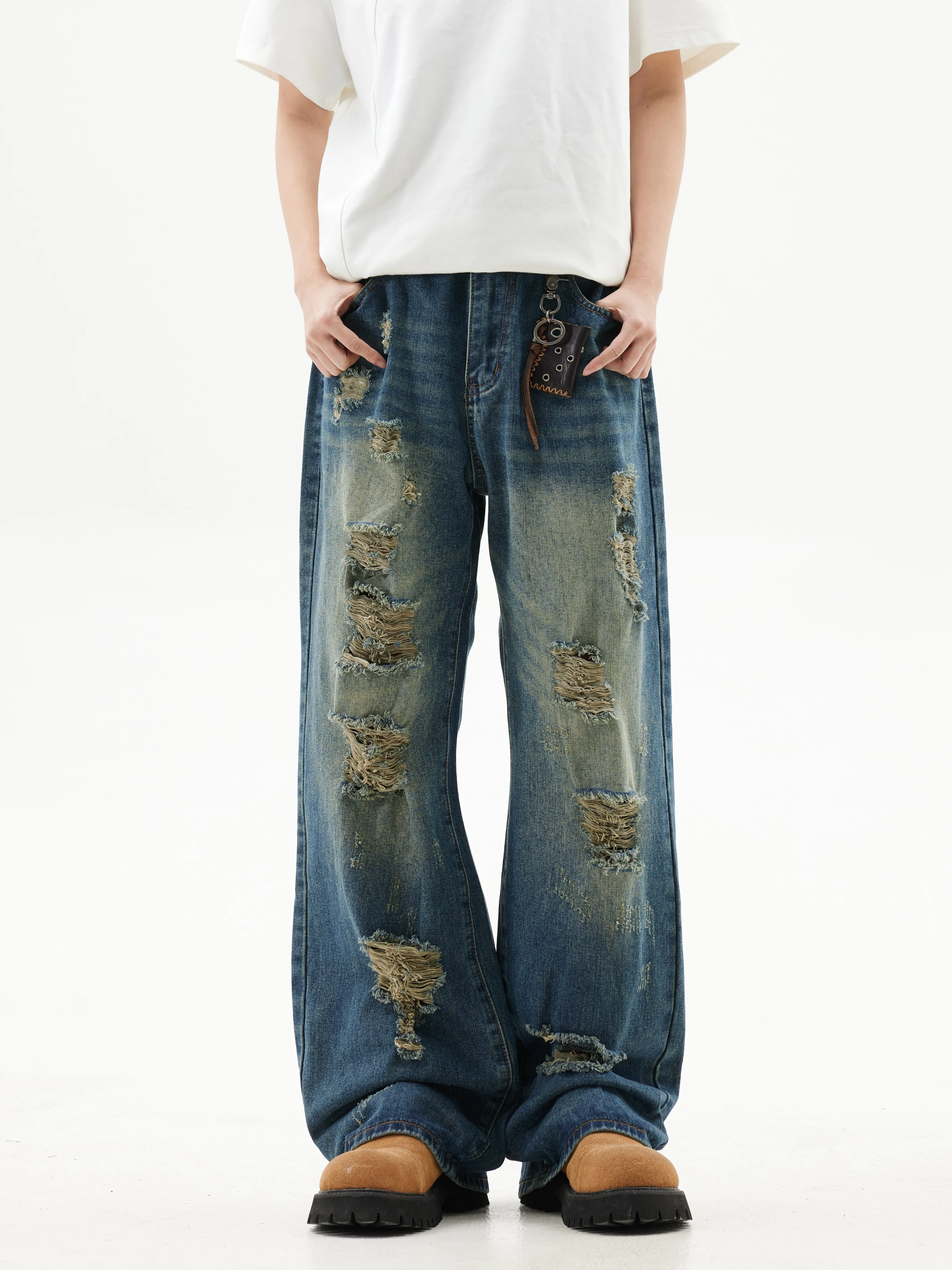 AMBITION ESPECT прямые джинсы с американским принтом уличные винтажные мужские и