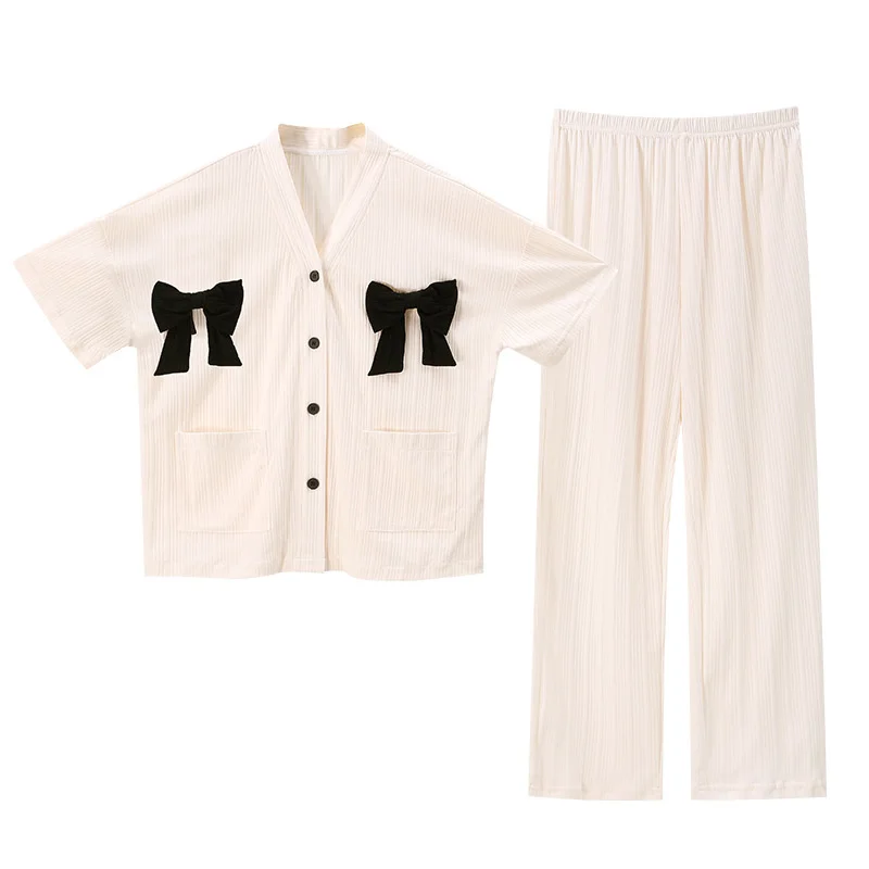 2022 New Spring And Summer Pajamas Women's Cotton Short Sleeved Cardigan Kimono Cartoon Lovely Girl's Home Clothes