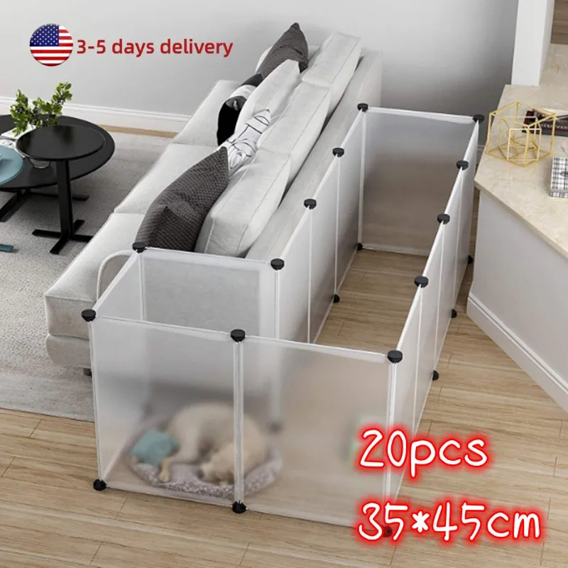 

Pet Dog Fences Playpen DIY Freely Combined Multi-functional Dog Cage Yard Fence Foldable Sleep Playing Kennel House For Dogs Cat