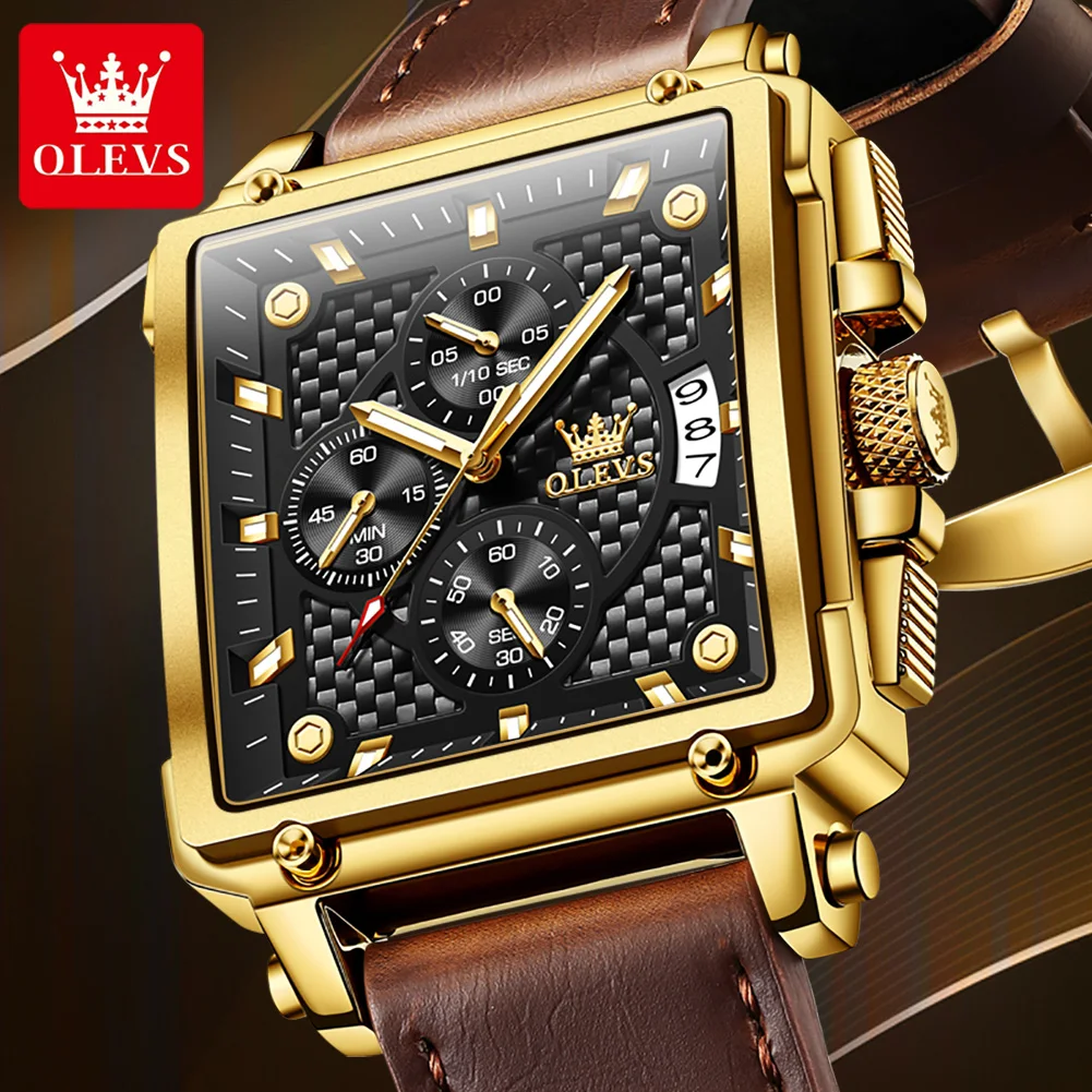 OLEVS мужские часы лучший бренд класса люкс водонепроницаемые квадратные