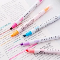 1 pcs double headed solid fluorescent pen watercolor pen students use color key line marker marking pen 12 colors highlighter
