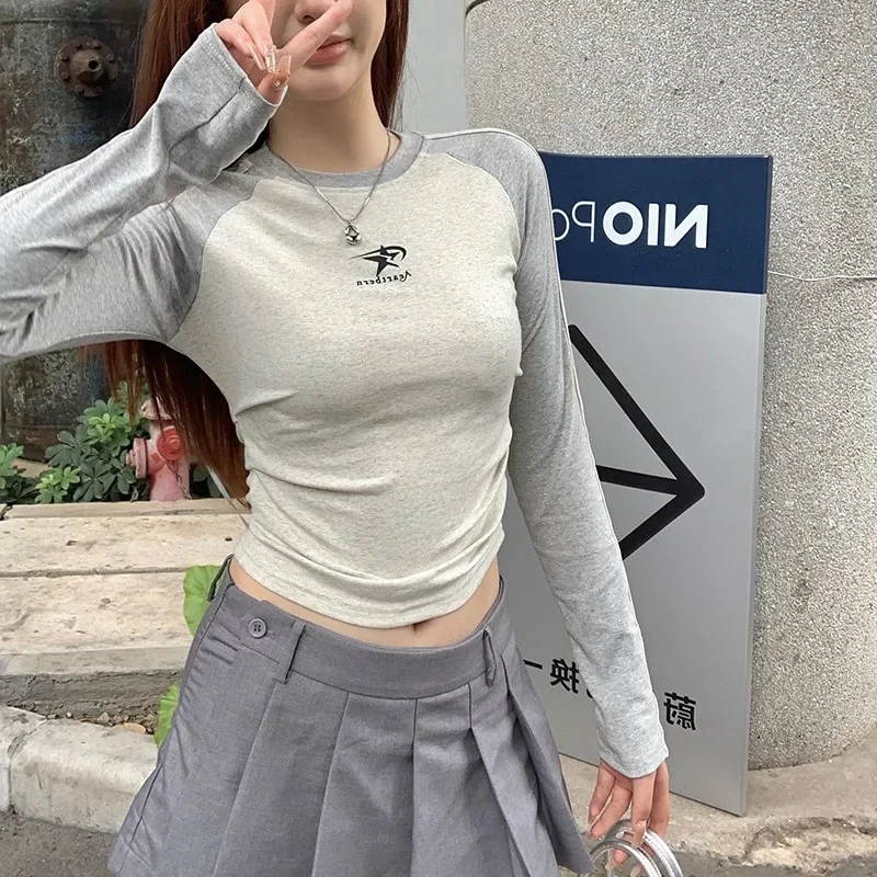 Женская милая пряная футболка реглан с длинным рукавом модная весенне-осенняя