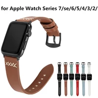 pure color genuine leather strap for apple watch series 7se654321 41mm 45mm 44mm 40mm 42mm 38mm smart watch