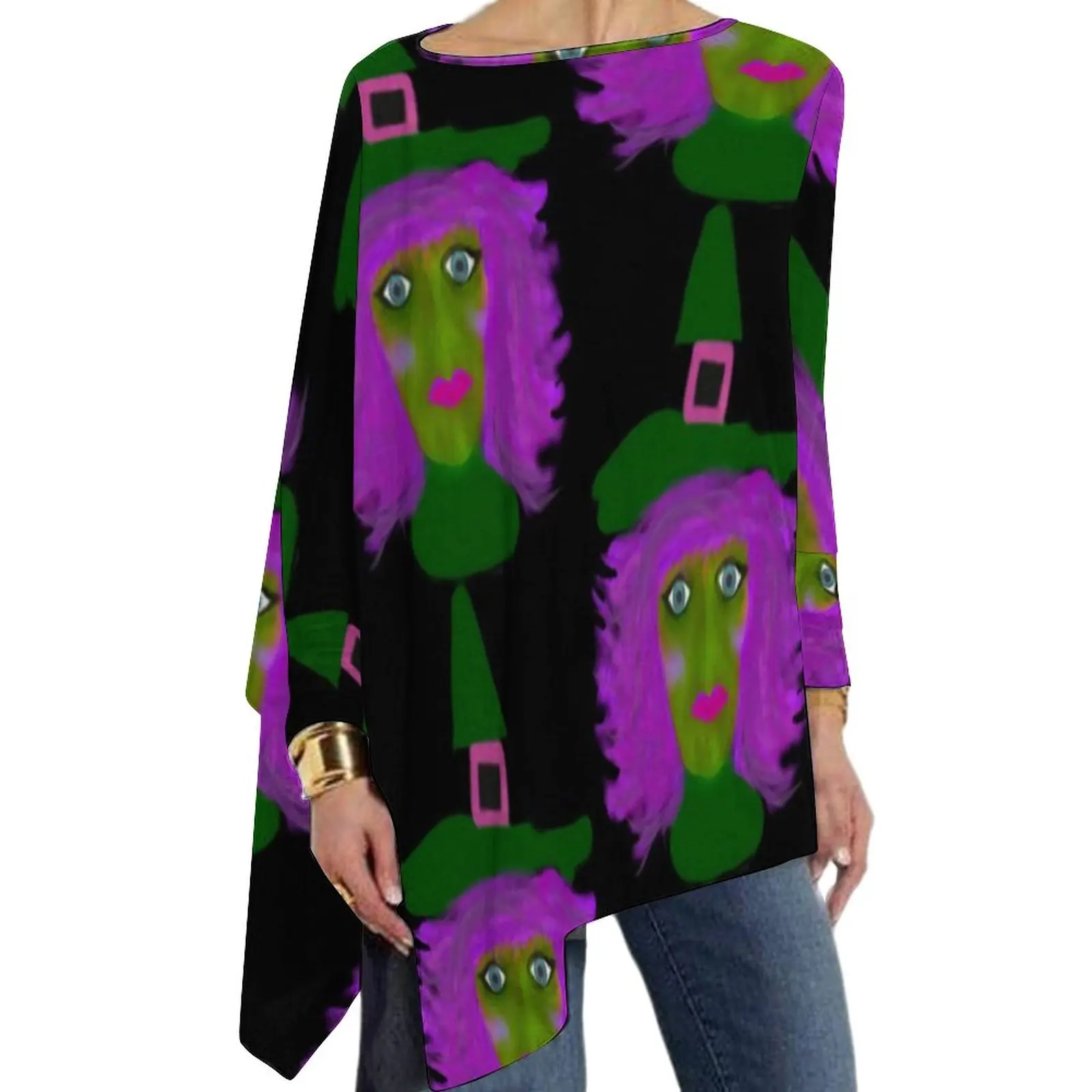 

Женская футболка с длинным рукавом, большого размера