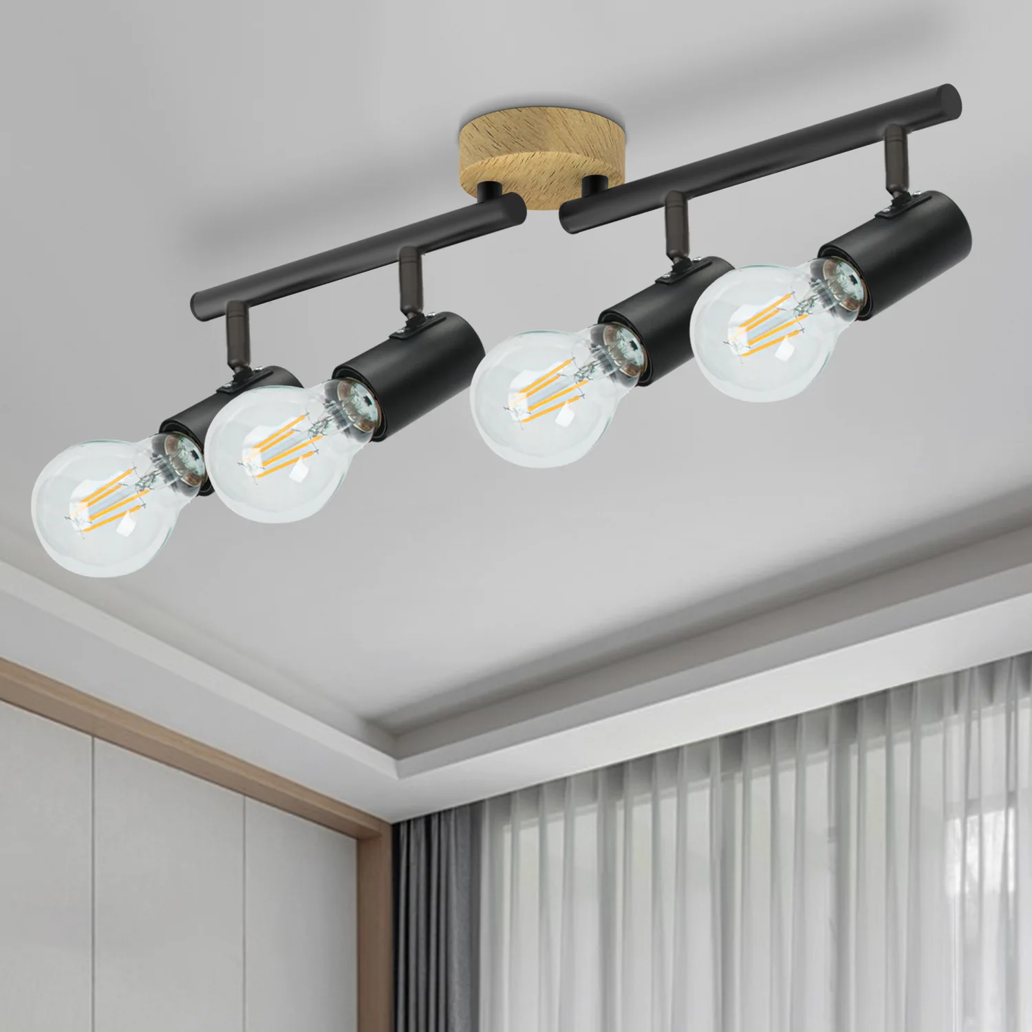 

Adjustable Angle Track Light Bedroom E27 Living Room Multi-Lamp Spotlight Spotlight Elm Retro Lamps Led Lighting Shop Lights