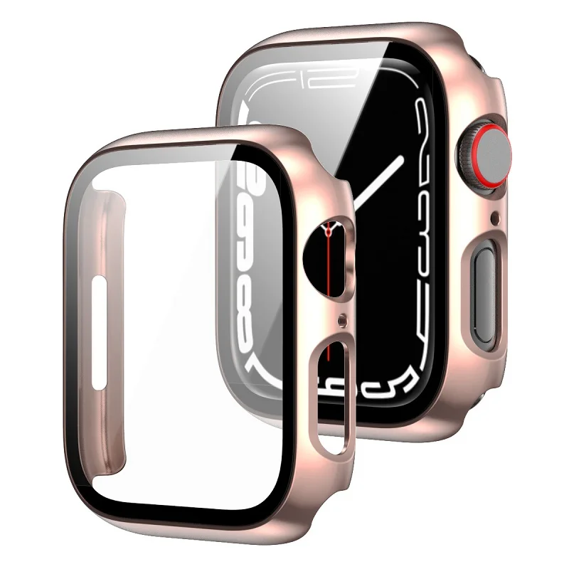 

For Apple watch 45mm 41mm 44mm 40mm PC Case Accessories iWatch 8 Series Tempered Film All in One Full Coverage 3 4 5 6 SE 7