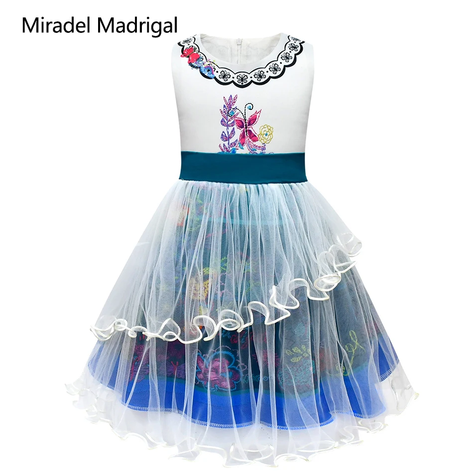 Disney Girls Princess Costume Dress Encanto Cosplay Isabela Princess Dress Suit Charm for Girl Carnival Birthday Party Halloween