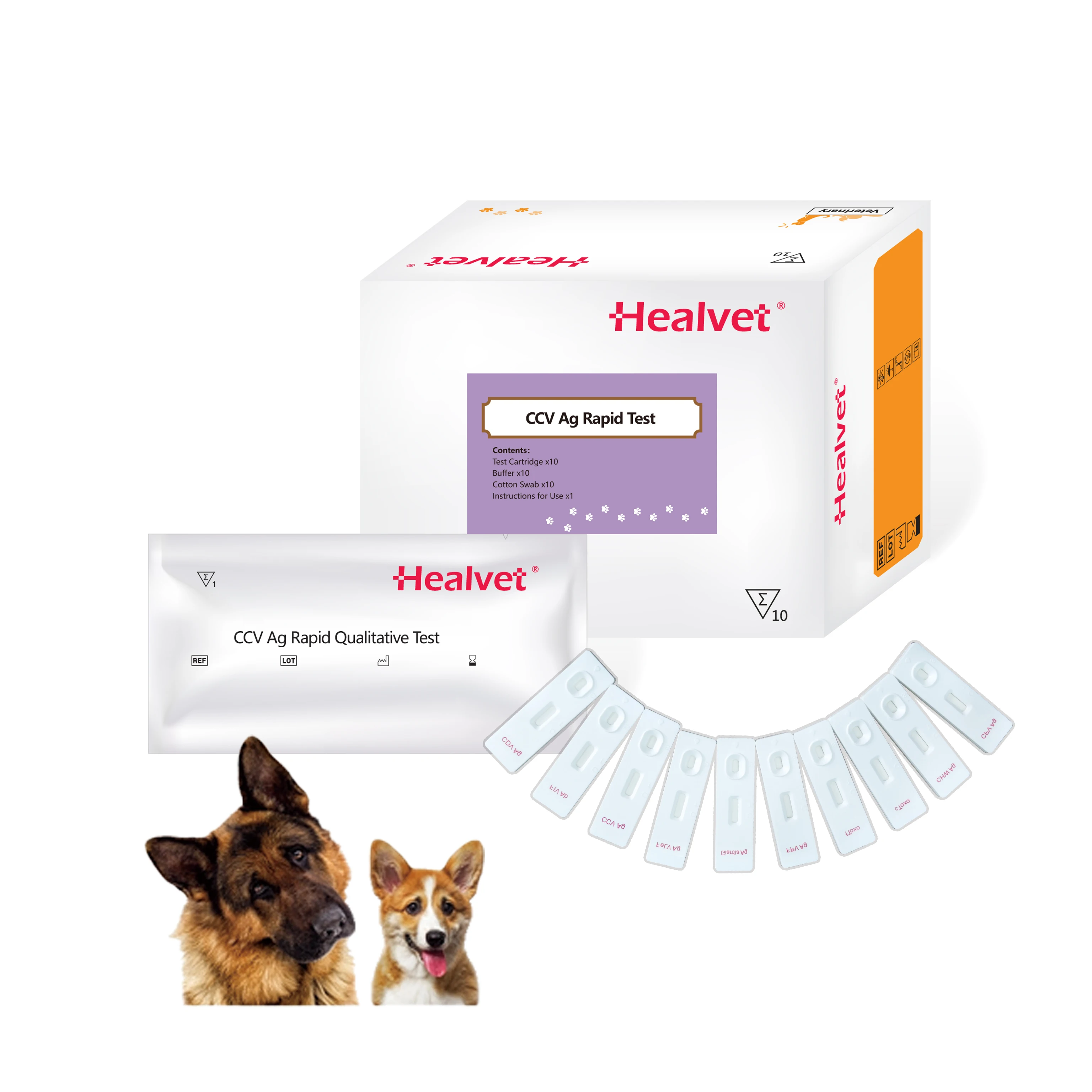 Фото Набор реагентов Healvet Canine CPV Care Kit для выявления парвовируса у собак (вспомогательные тест-полоски) для ветеринарного использования №1