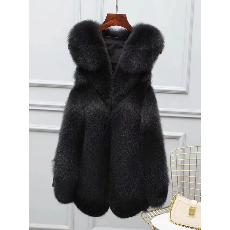 Korean Fashion Women's Fur Coat Autumn and Winter New Fox Fur Loose Large Size Fur Vest Jackets Jaqueta Feminina Inverno