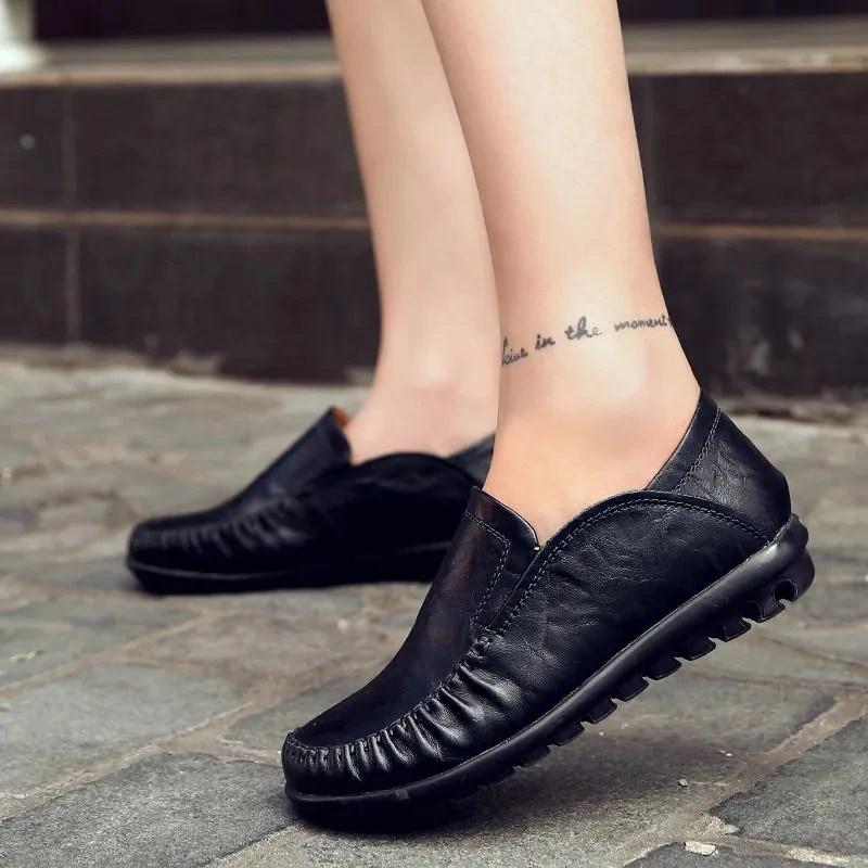 

Women PU Leather Casual Shoes Light Comfy Female Working Shoes Round Toe Ladies Loafers Woman Moccasins Mom Flat Shoes