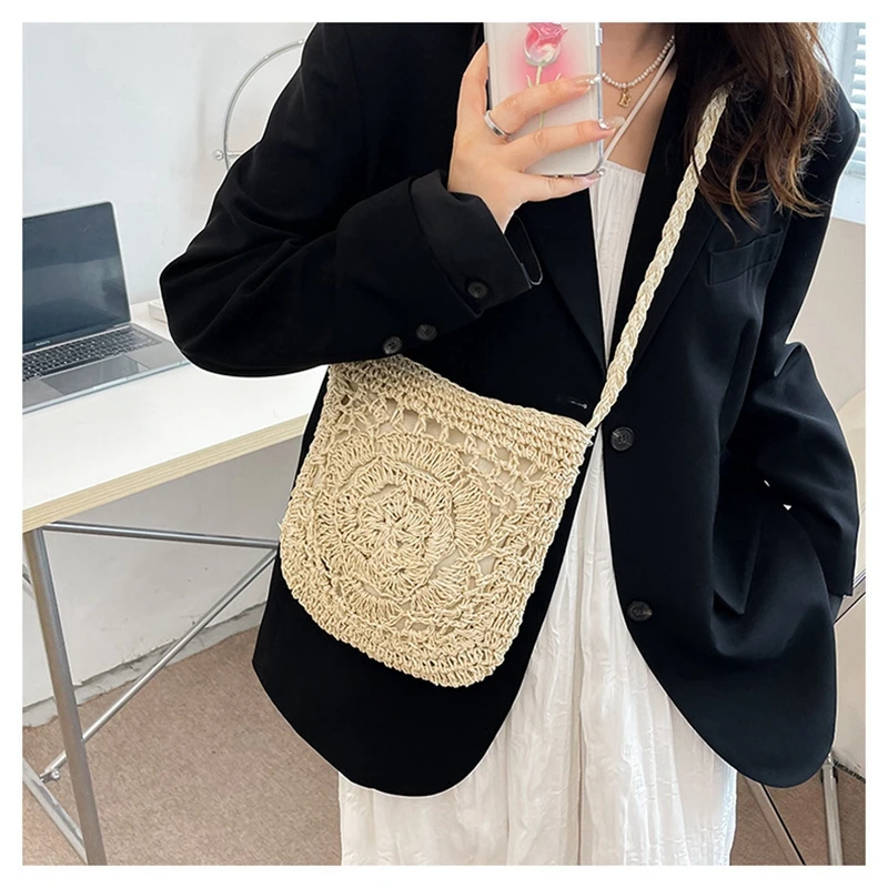 Fashion Woven Hollow Out Shoulder Bags casual Crochet Backpack Summer Beach Vacation Crossbody bag Ladies Messenger zipper Purse
