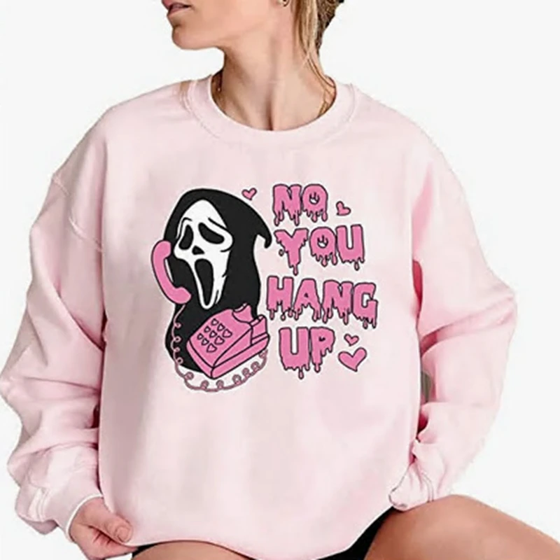 Colored art Ghostface No You Hang Up Halloween Sweatshirt Fall neutral Goth Harajuku funny print Sweatshirt