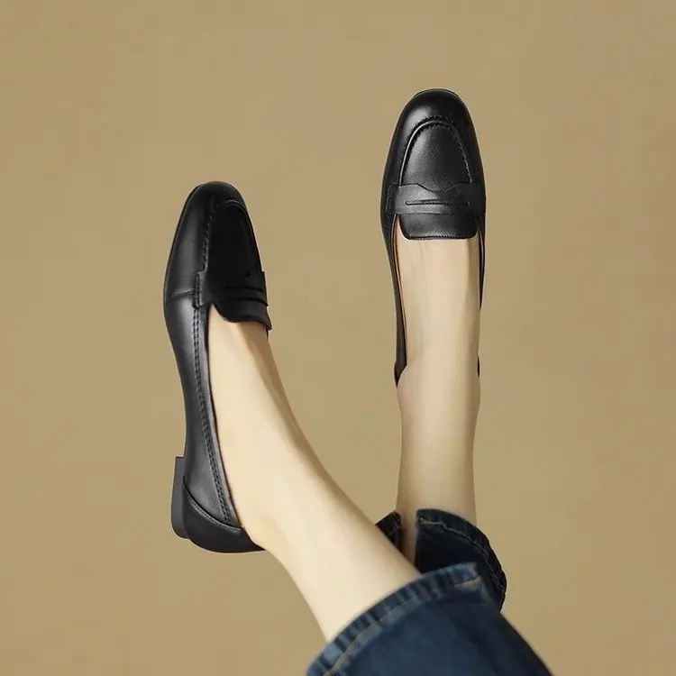 Туфли женские кожаные люксовые повседневные лоферы удобная уличная модная обувь