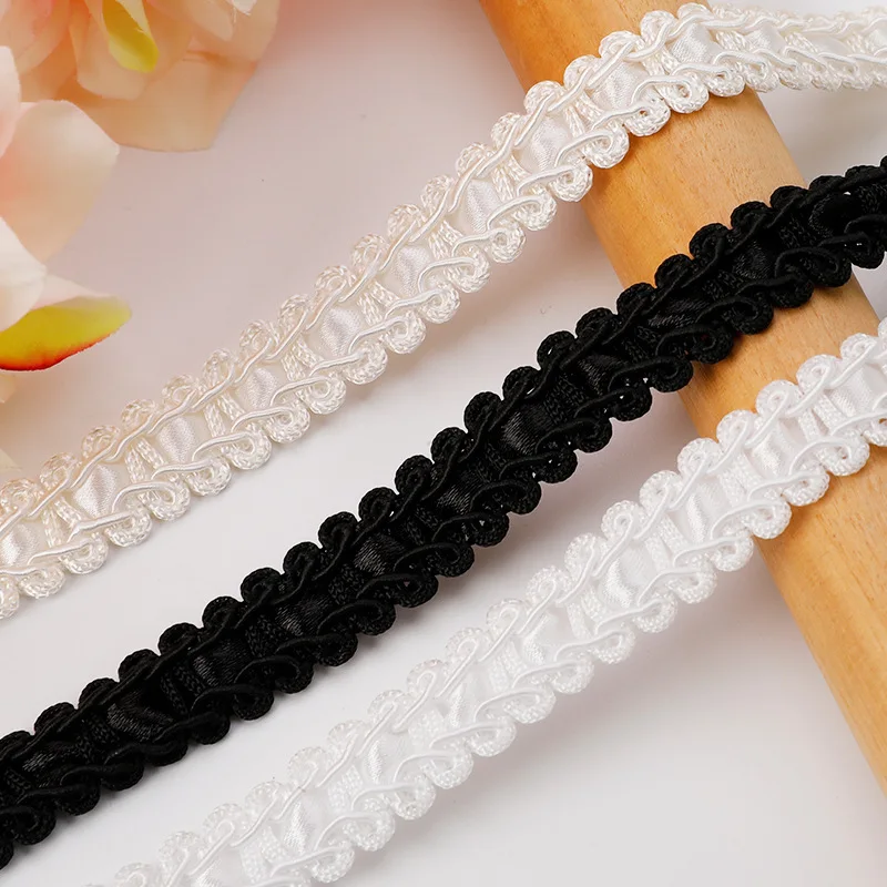 

10Meters Black White Lace Trim Polyester Centipede Braided Ribbon Fabric DIY Crafts Sewing Accessories Curved Lace Trimming