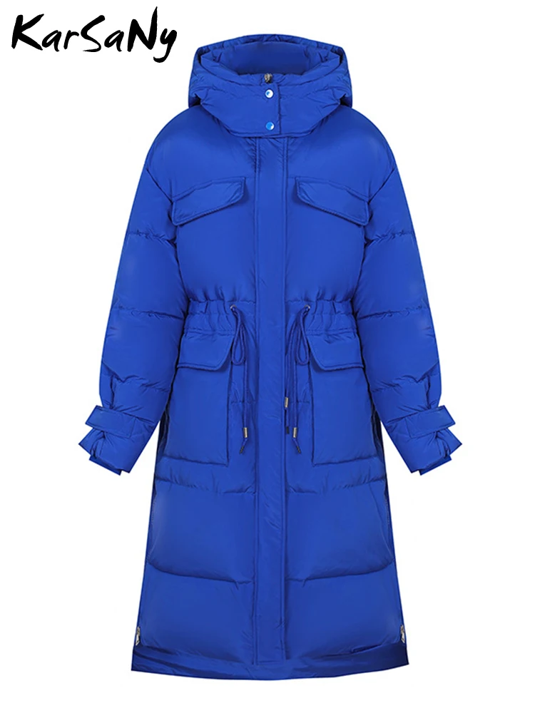 

Плотные зимние длинные пуховики для женщин, очень теплые свободные парки с капюшоном и хлопковой подкладкой, зимнее пальто с большими карманами для женщин 2022