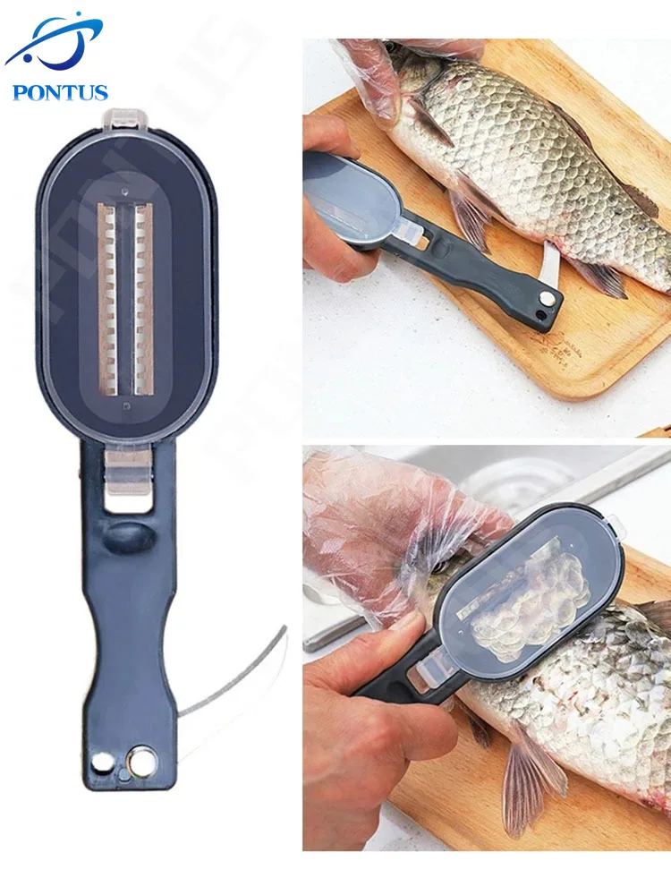 

2 в 1 рыболовные Весы щетка для ножа встроенное нож для рыбы щетка для кожи рыбы быстрое удаление рыбьей чешуи скребок строгальный Инструмент Кухонные гаджеты