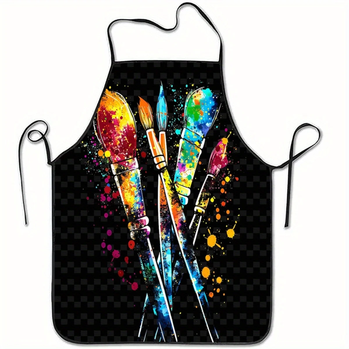 

1 шт. фартук в стиле художника — красочные кисти и дизайн брызг, кухонный фартук без рукавов для выпечки, живописи, приготовления пищи