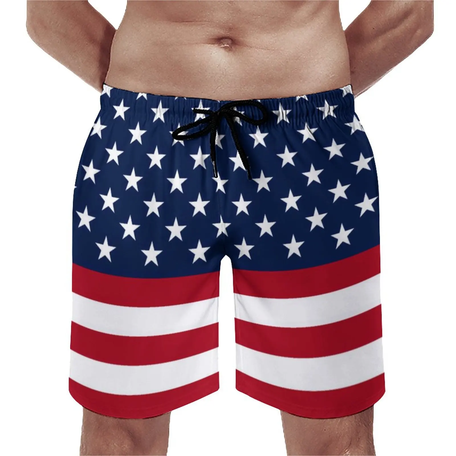 

American Flag Patriotic Board Shorts Stars and Stripes Capri Male Classic Beach Short Pants Trenky Printing Plus Size Trunks