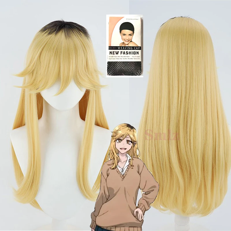 

Парик для косплея из аниме «Сери киквы», Длинные прямые золотистые волосы с вызовом ночи аниме Yofukashi no Uta cospaly, головной убор на Хэллоуин