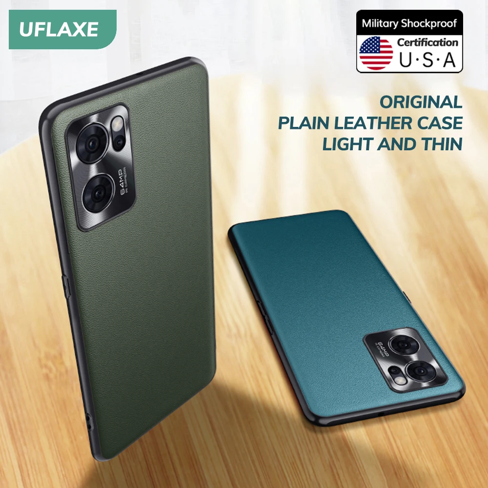 UFLAXE Original Plain Leather Case for OPPO OPPO Reno 7 Pro SE 5G Camera Protection Back Cover Shockproof Hard Casing
